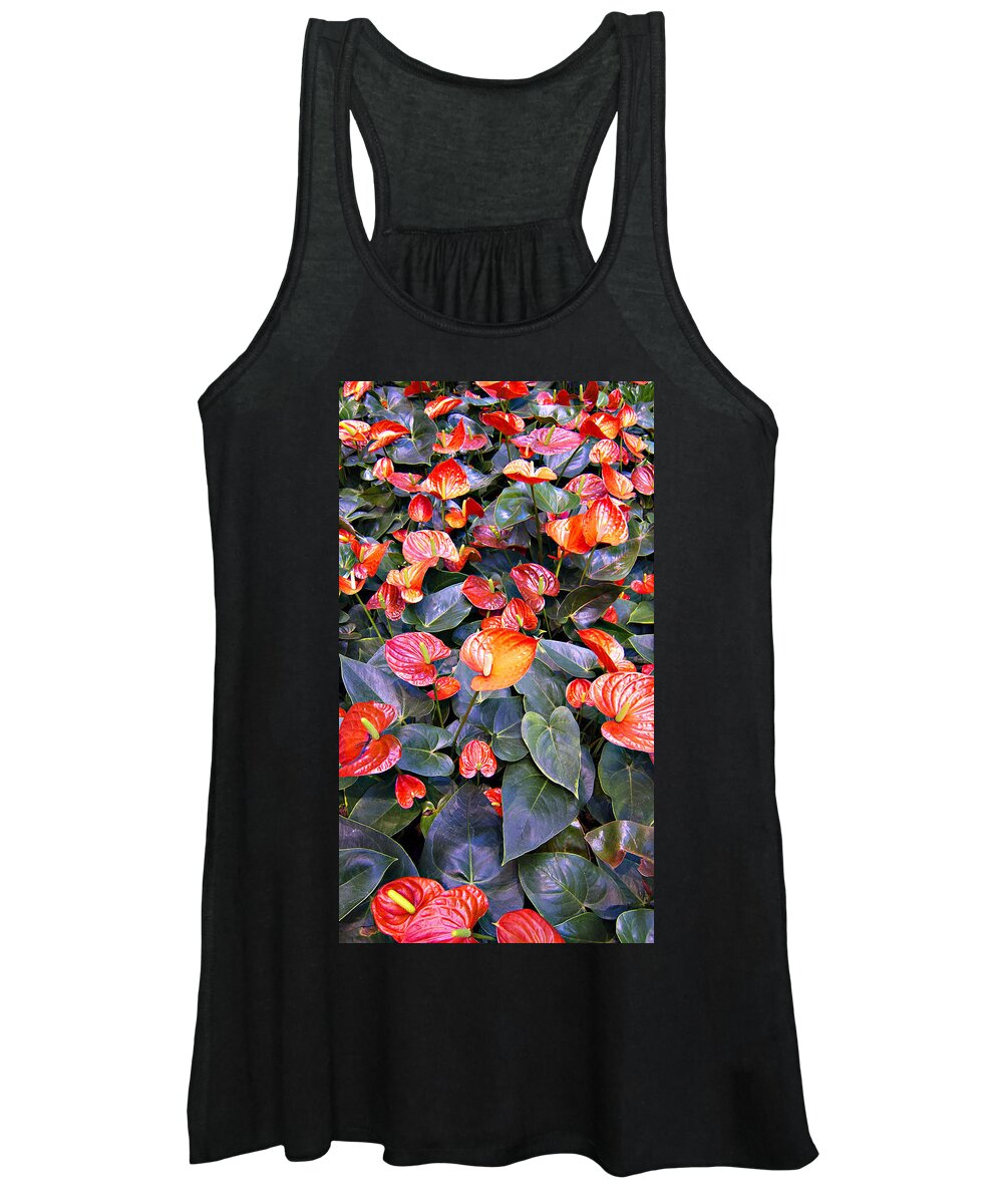 Flamingo Flower Bed Women's Tank Top featuring the photograph Flamingo Flower Bed by Douglas Barnard