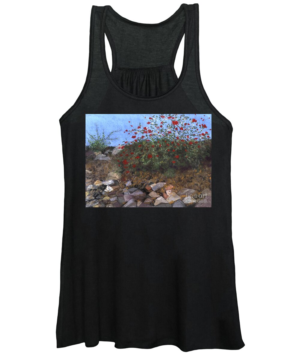 Rocks Women's Tank Top featuring the painting Flowered Embankment by Ginny Neece