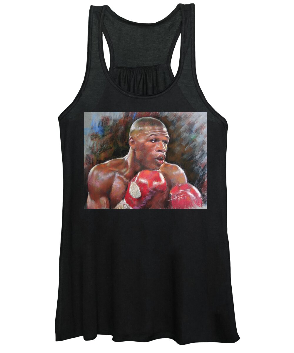 Floyd Mayweather Jr. Women's Tank Top featuring the pastel Floyd Mayweather Jr by Ylli Haruni