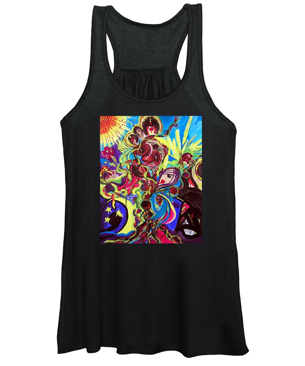Abstract Women's Tank Top featuring the painting Experimenting With Creation by Marina Petro