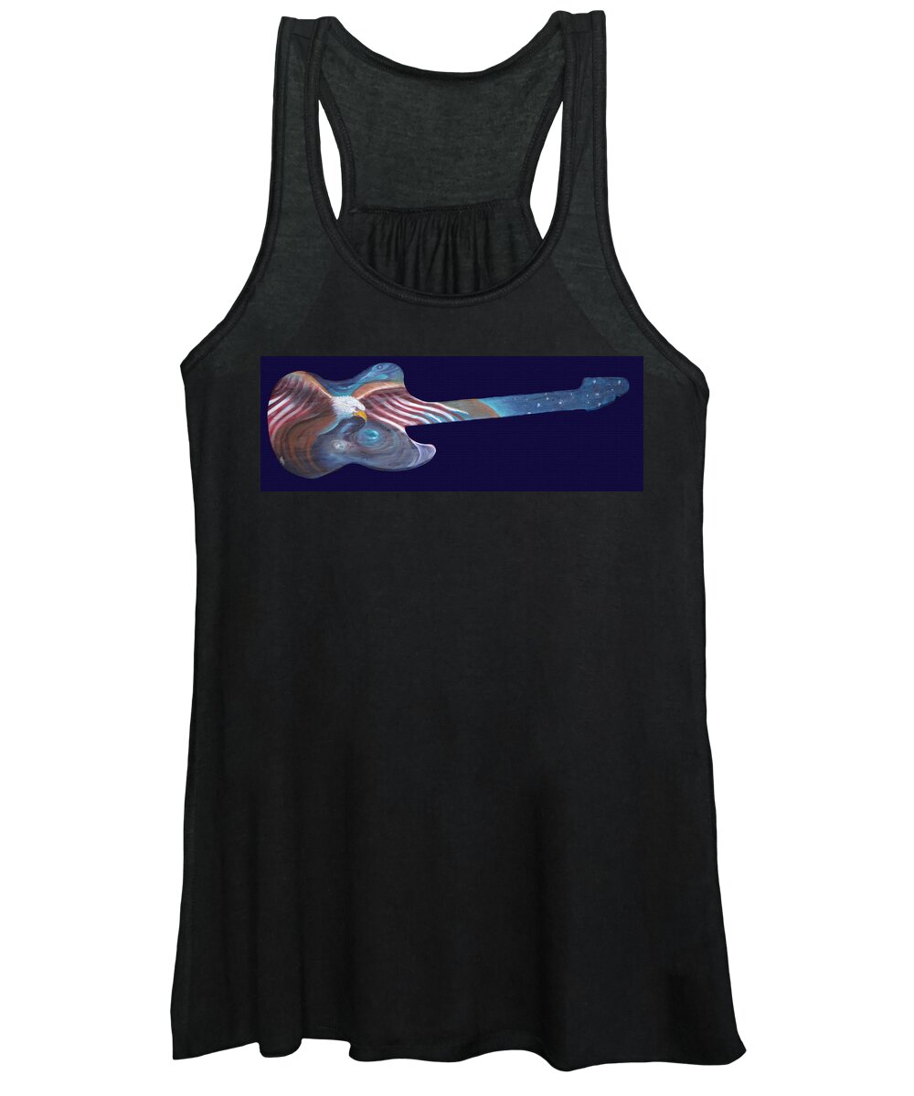 Curvismo Women's Tank Top featuring the painting Freedom Guitar by Sherry Strong