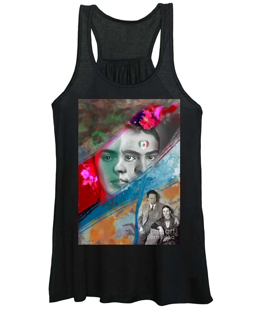 Abstract Women's Tank Top featuring the digital art Frida Kahlo / Diego Rivera by Carl Gouveia