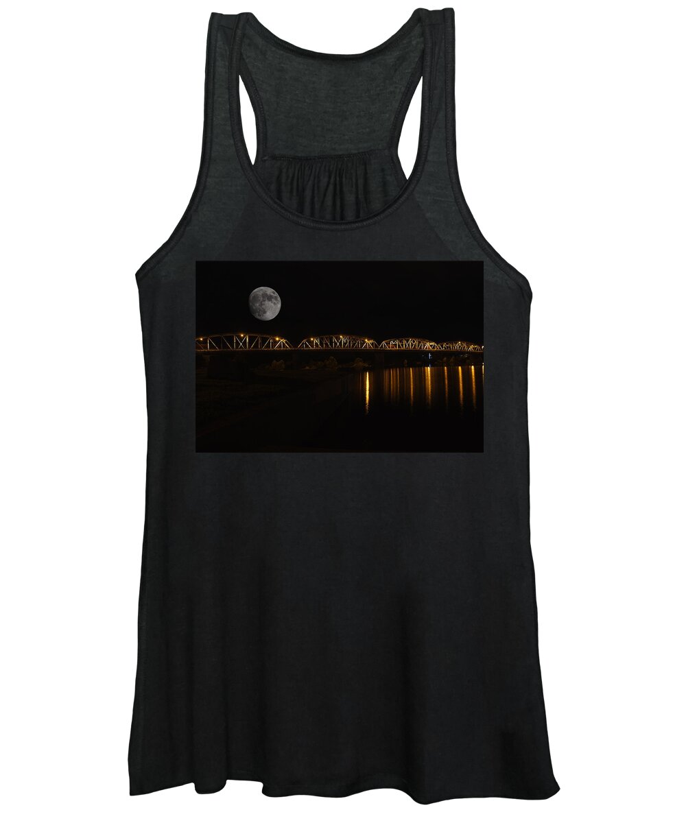 James Smullins Women's Tank Top featuring the photograph Full moon over Llano Bridge by James Smullins