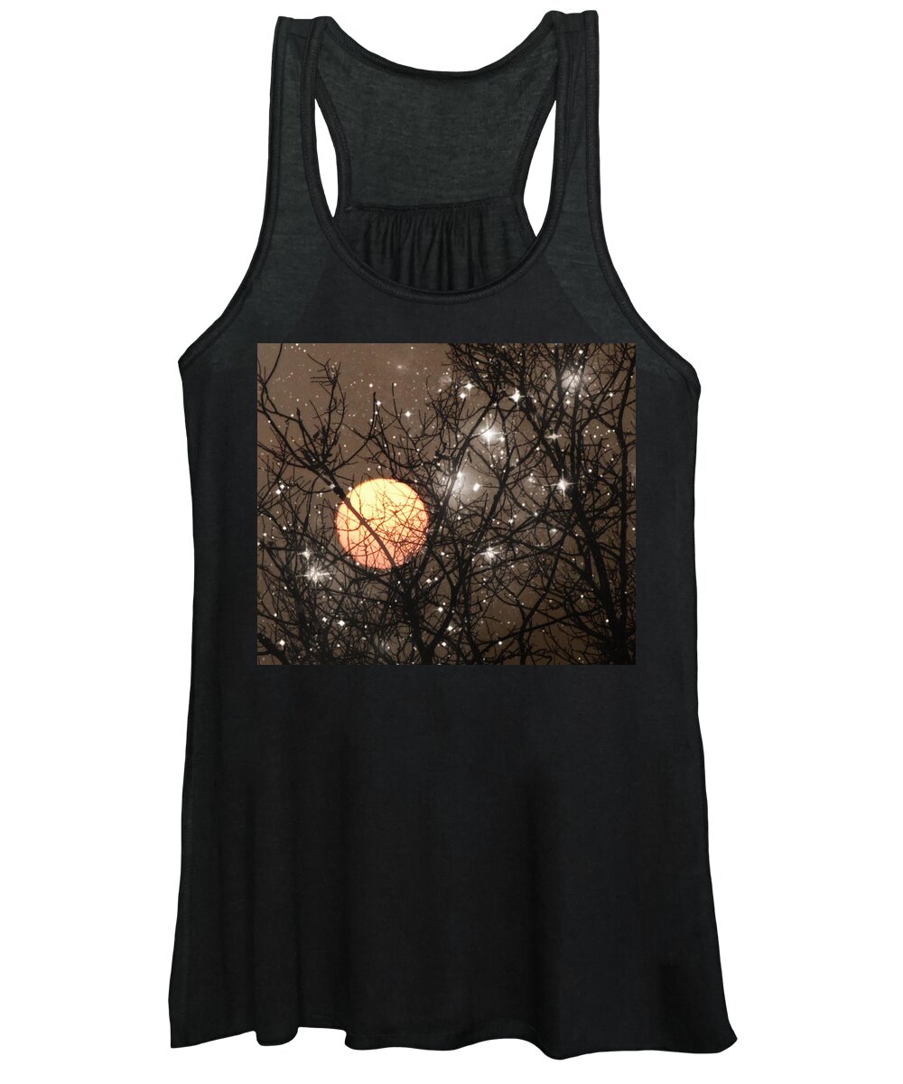 Full Moon Women's Tank Top featuring the photograph Full Moon Starry Night by Marianna Mills