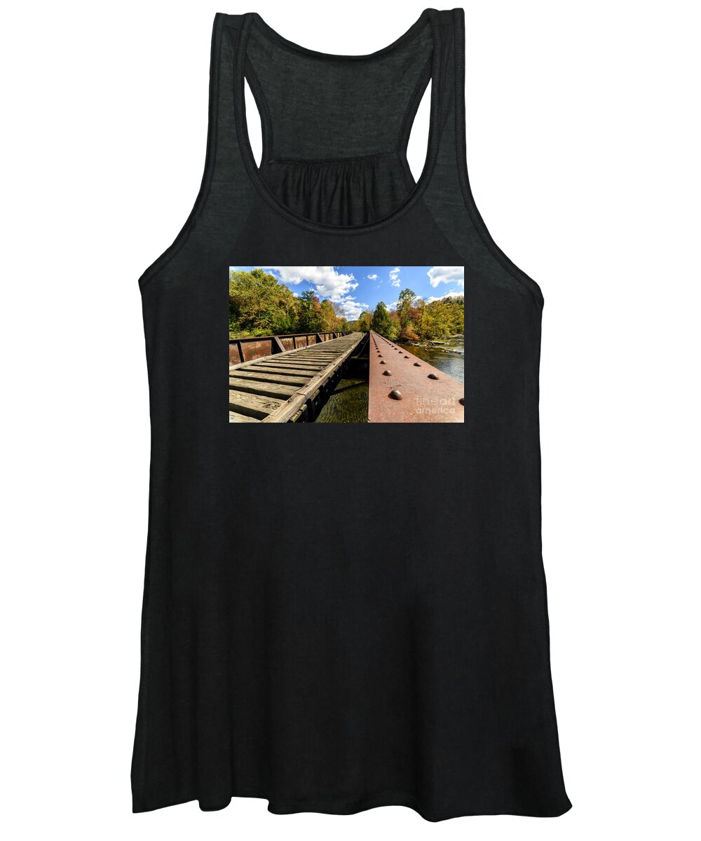 Gauley River Women's Tank Top featuring the photograph Gauley River Railroad Trestle by Thomas R Fletcher