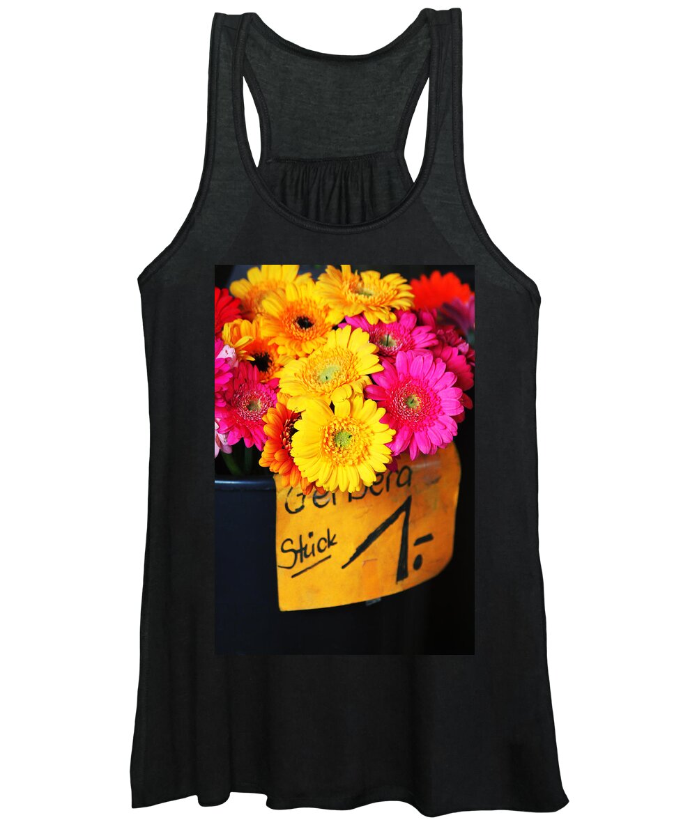 Flowers Women's Tank Top featuring the photograph Gerbera Daisies One Euro by Lauri Novak