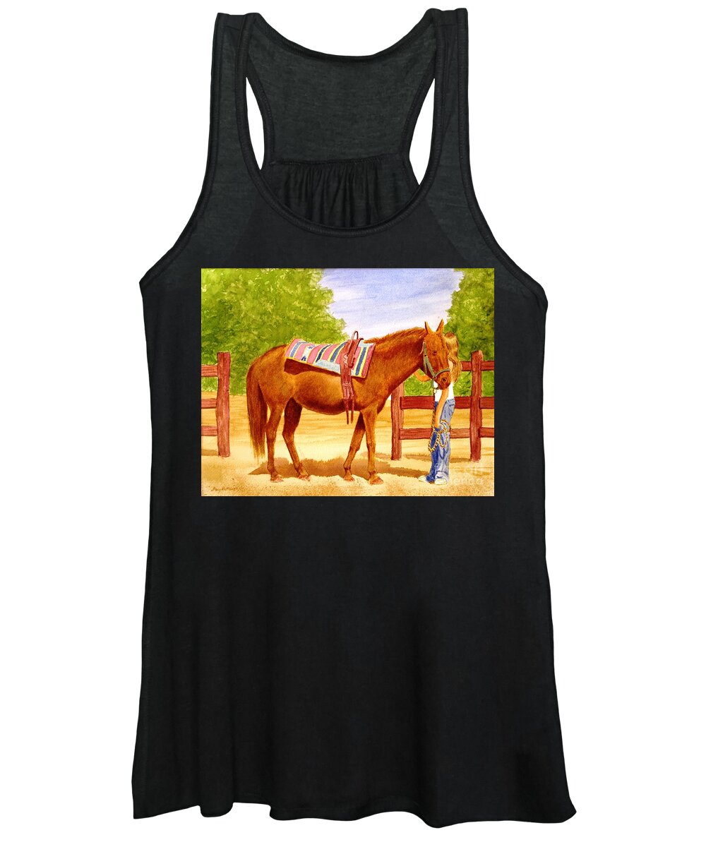 Equine Women's Tank Top featuring the painting Girl talk by Stacy C Bottoms