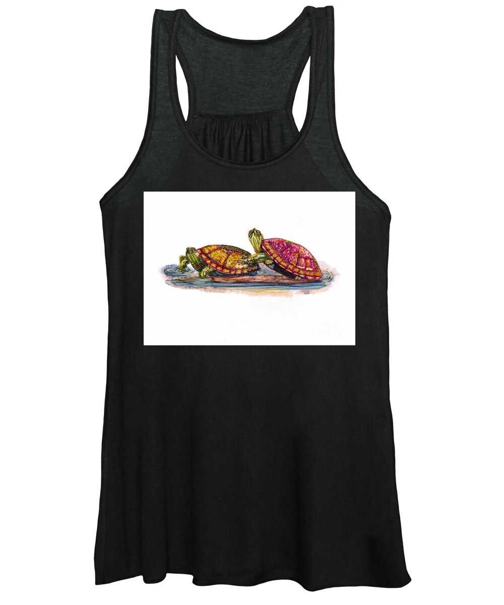 Woolyfrogarts Women's Tank Top featuring the photograph Spring Turtles by Jan Killian