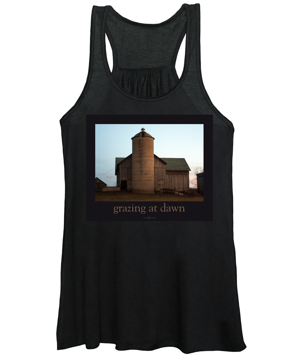 Barn Women's Tank Top featuring the photograph Grazing at Dawn by Tim Nyberg