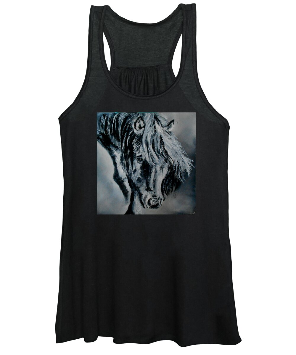 Horse Women's Tank Top featuring the painting Grey Horse by Maris Sherwood