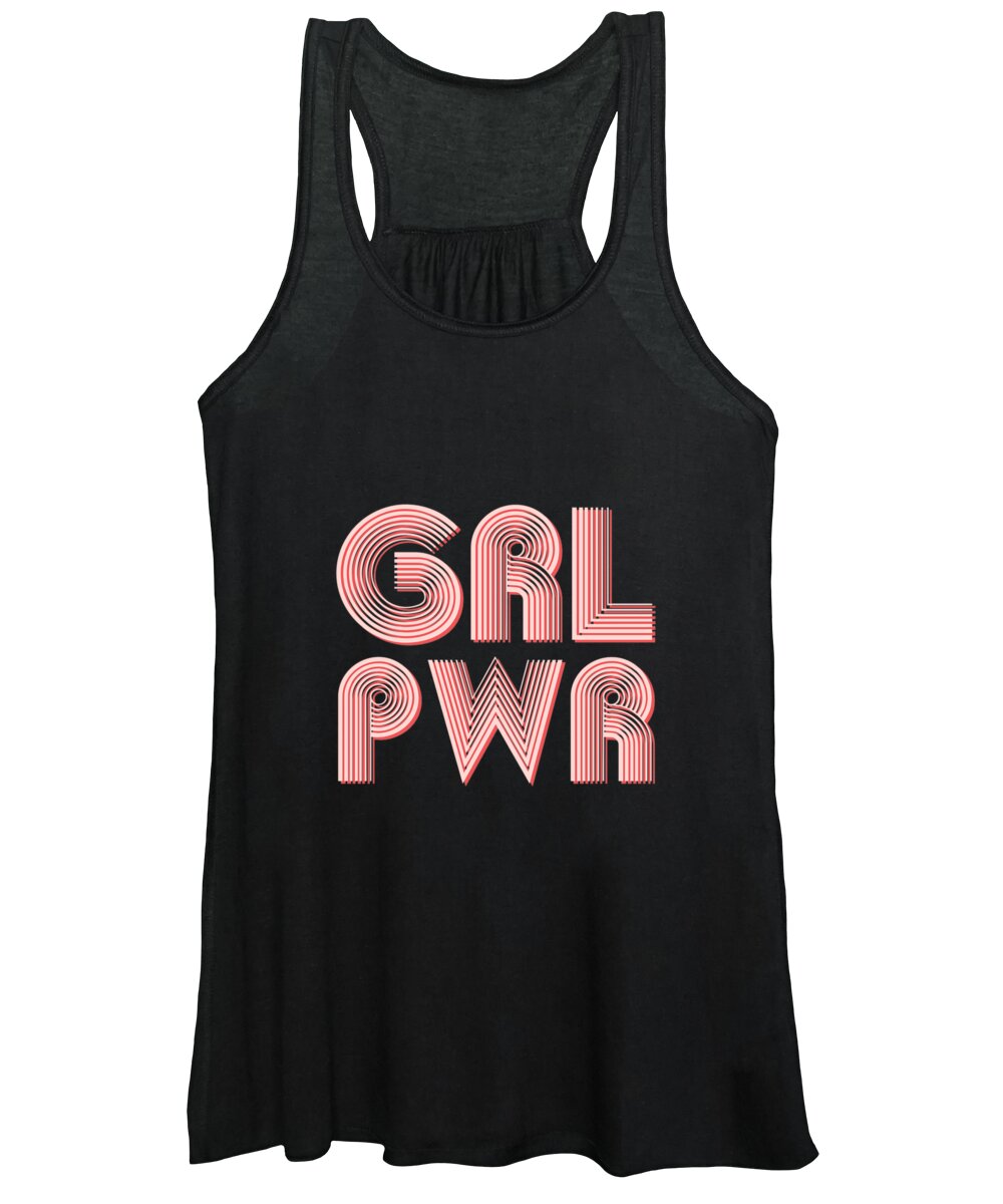 Grl Pwr Women's Tank Top featuring the mixed media Grl Pwr 1 - Girl Power - Minimalist Print - Pink - Typography - Quote Poster by Studio Grafiikka