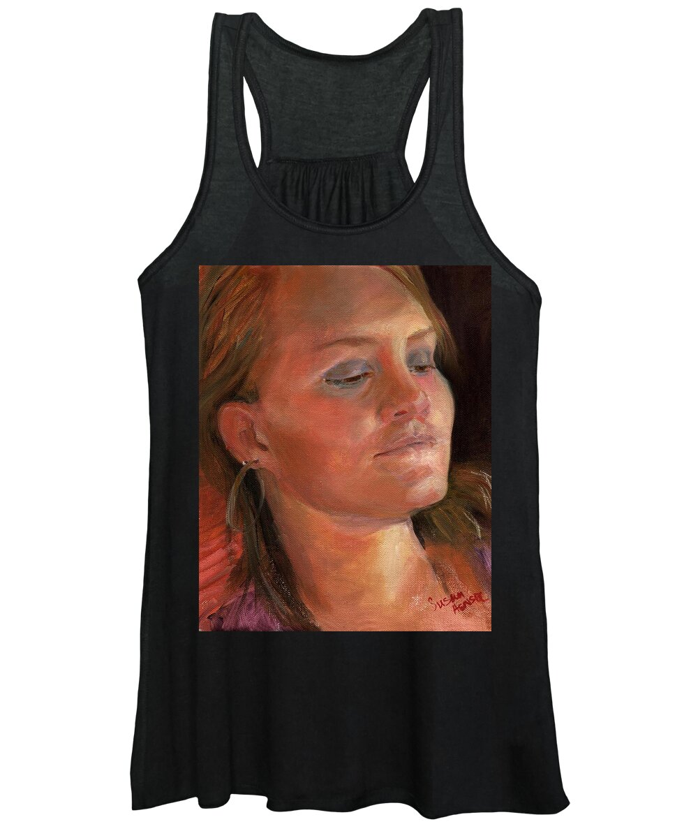 Portrait Women's Tank Top featuring the painting Hannah by Susan Hensel