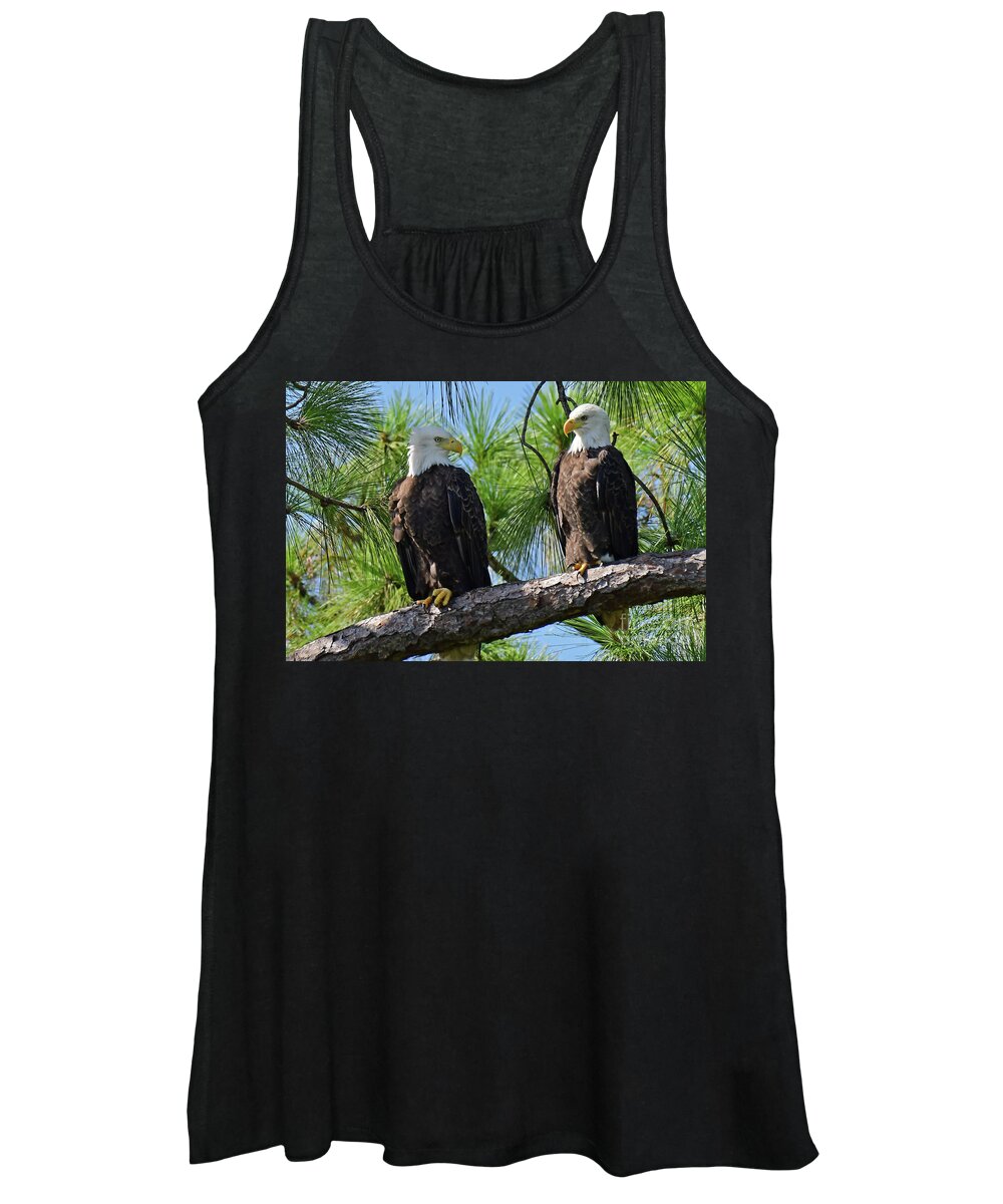Bald Eagles Women's Tank Top featuring the photograph Harriet and M15 love birds by Liz Grindstaff