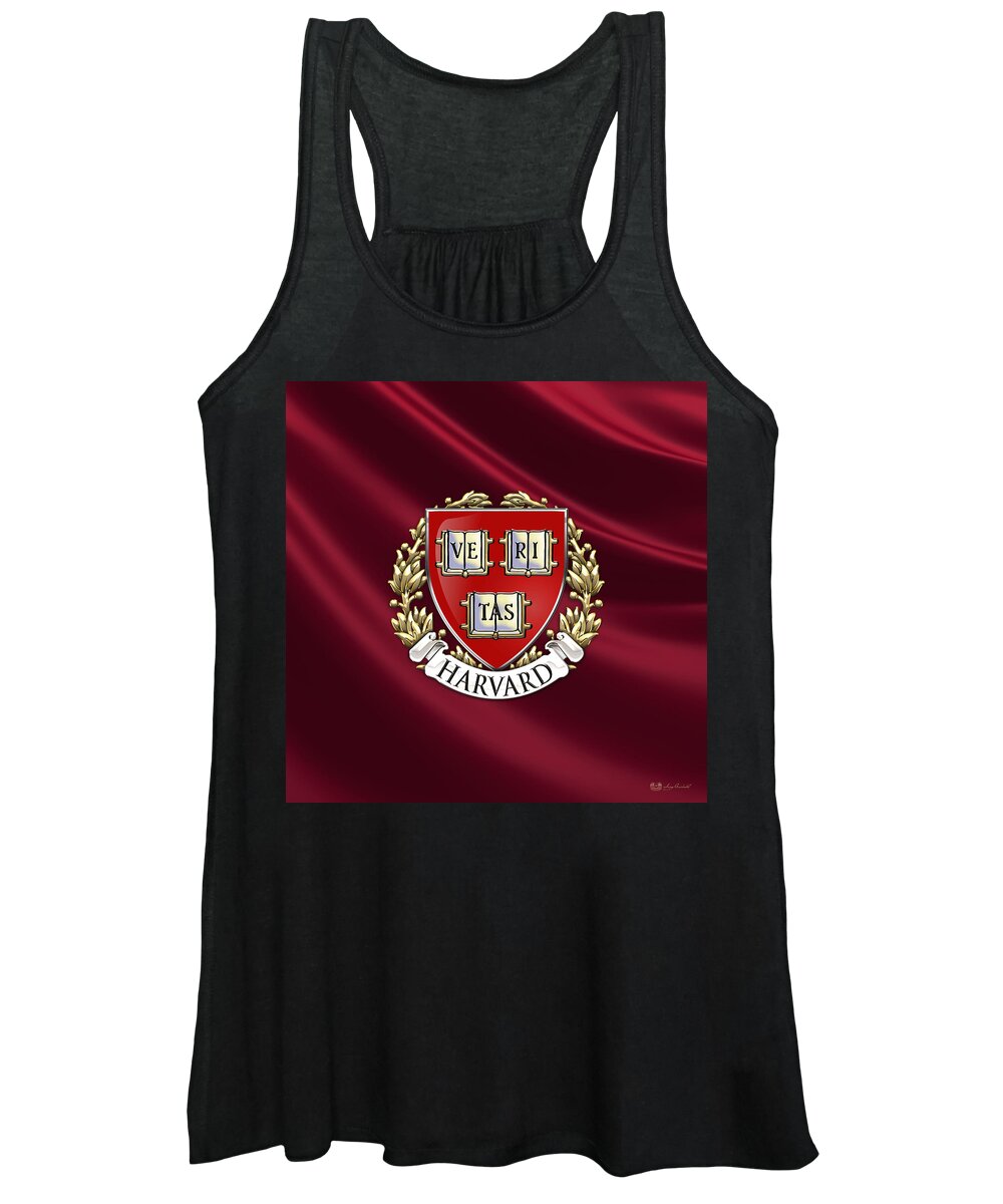 Universities Women's Tank Top featuring the photograph Harvard University Seal Over Colors by Serge Averbukh