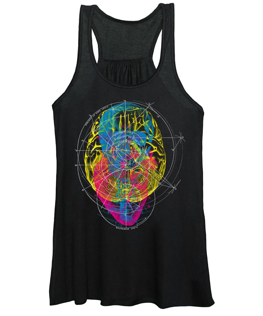 Vector Women's Tank Top featuring the painting Heart Brain Skull by Gary Grayson