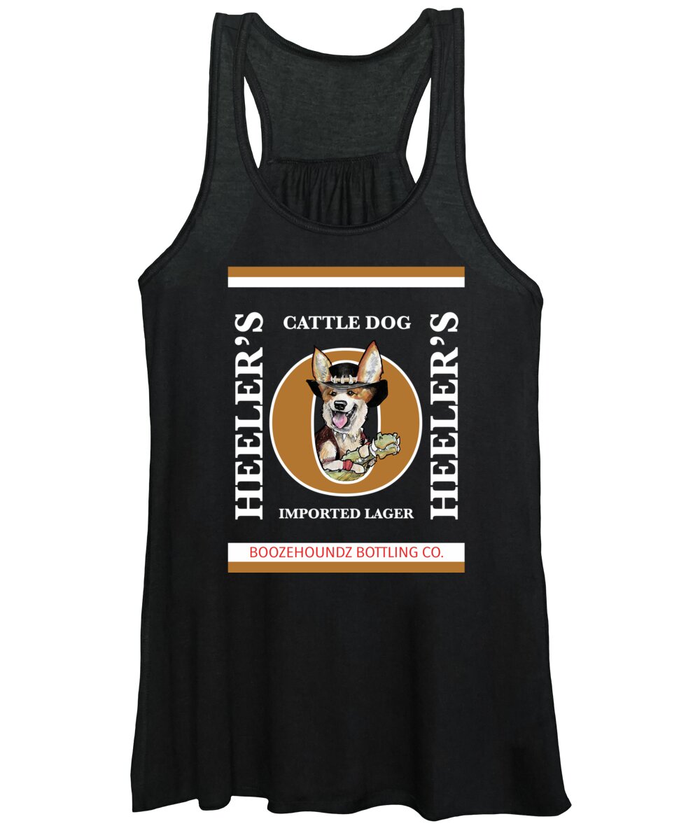 Beer Women's Tank Top featuring the drawing Heeler's Cattle Dog Imported Lager by John LaFree