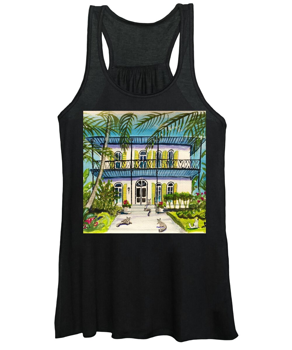 Hemingway's House Women's Tank Top featuring the painting Hemingway's Home Key West by Maggii Sarfaty