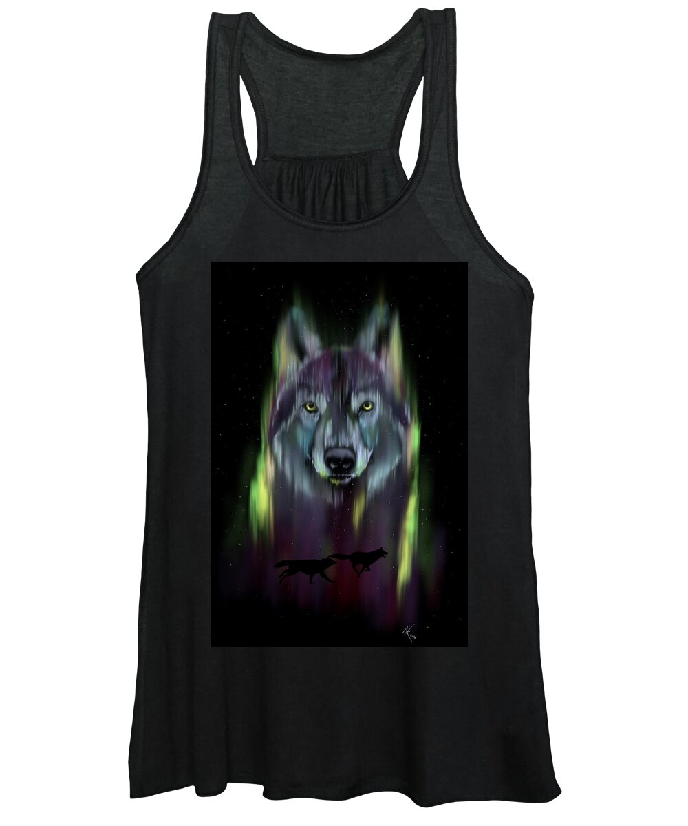 Wolf Women's Tank Top featuring the digital art Her Eyes Were Like Twin Moons by Norman Klein
