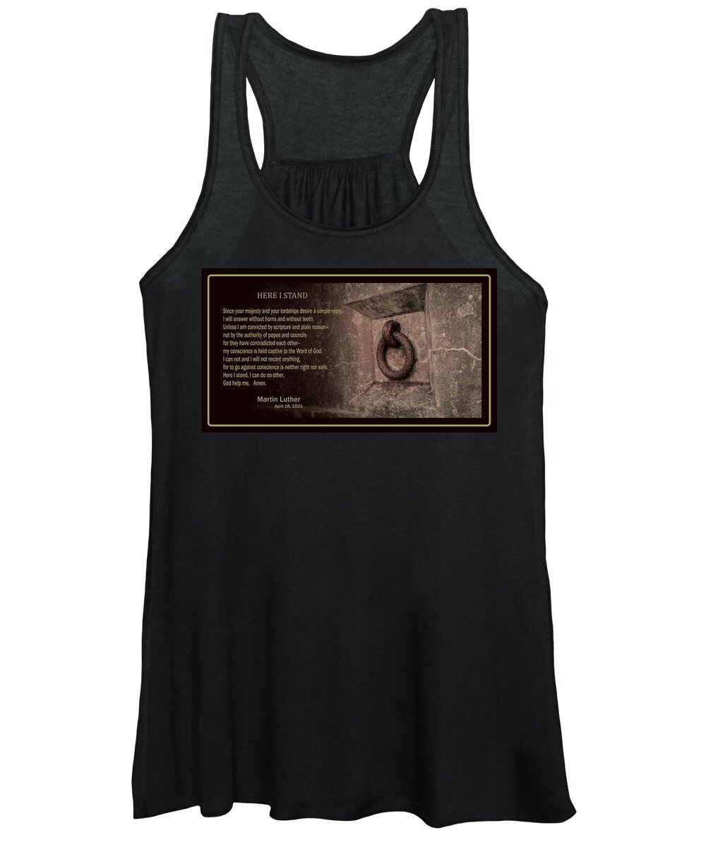 Martin Luther Women's Tank Top featuring the mixed media Here I Stand by Troy Stapek
