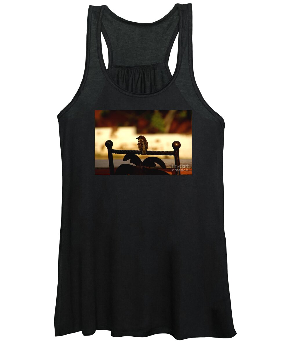 Bird Women's Tank Top featuring the photograph His Eye Is On The Sparrow by Linda Shafer