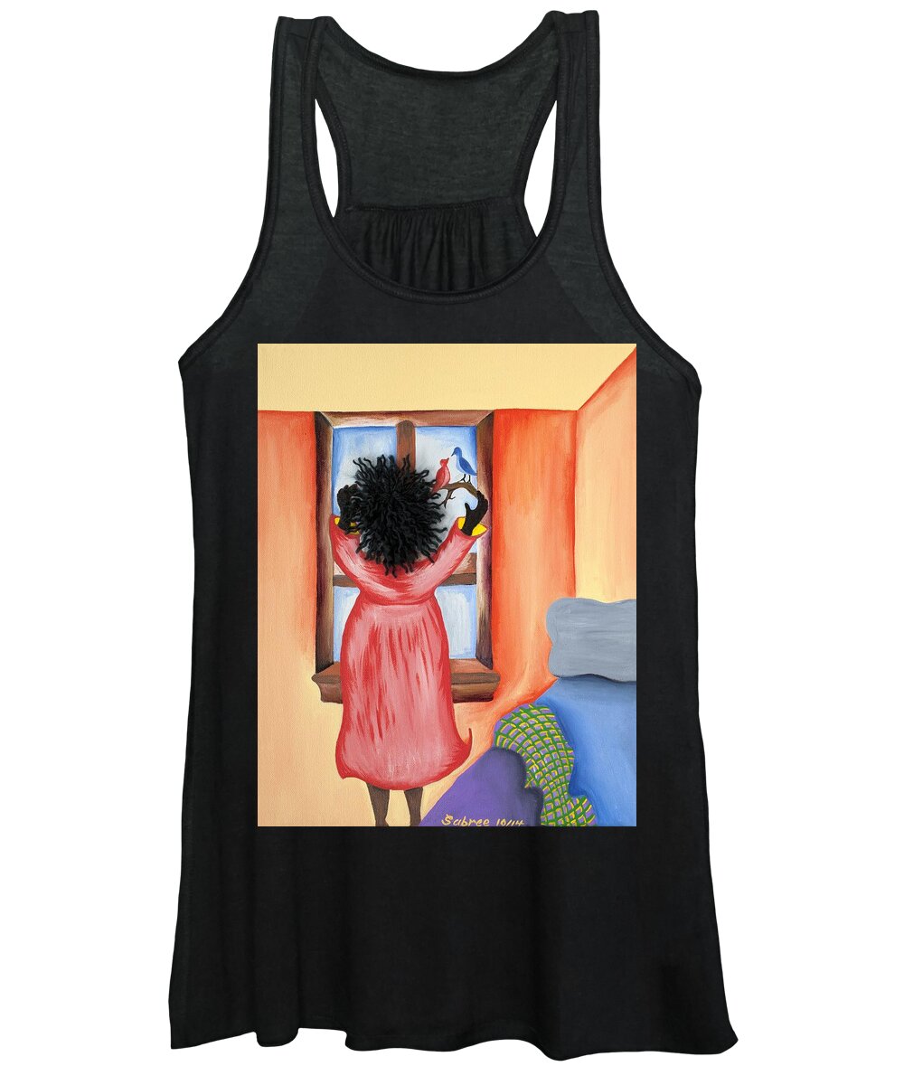 Sabree Women's Tank Top featuring the painting Hoping by Patricia Sabreee