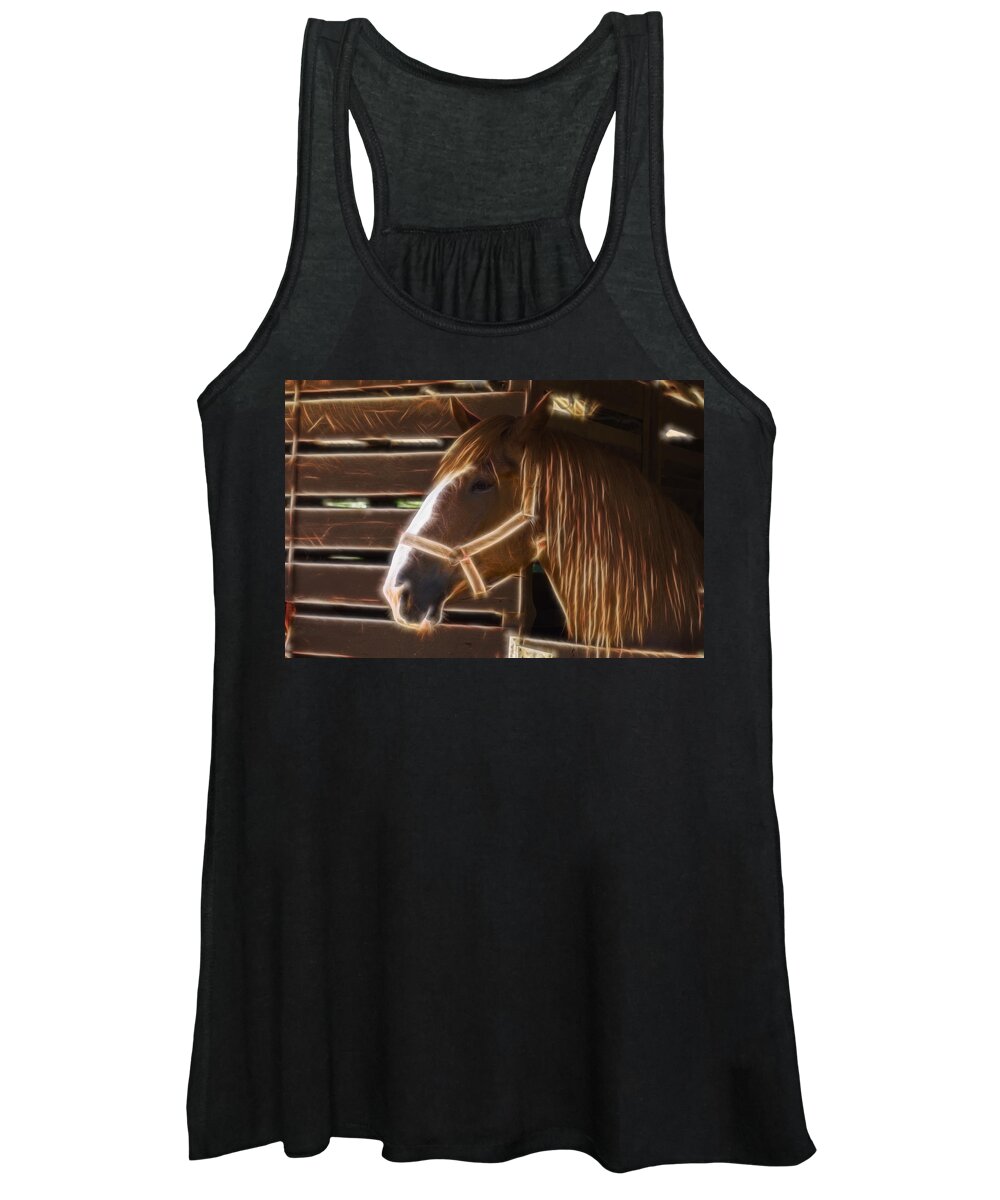 Horse Women's Tank Top featuring the digital art Horse Electric by Flees Photos