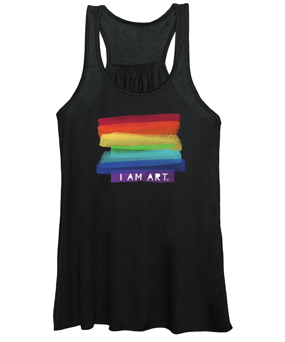 Rainbow Women's Tank Top featuring the painting I AM ART Rainbow Stripe- Art by Linda Woods by Linda Woods