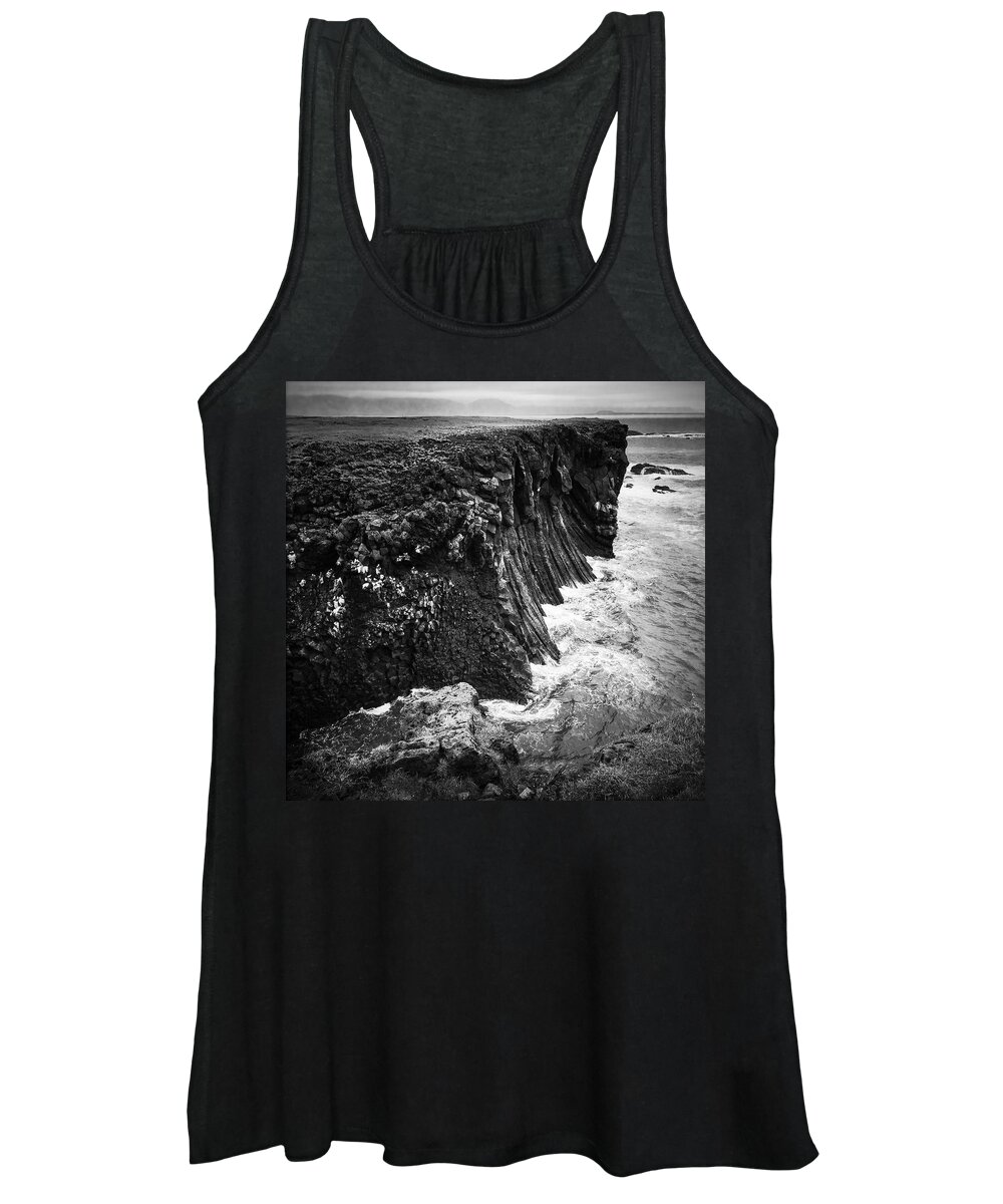Iceland Women's Tank Top featuring the photograph Iceland coast black and white by Matthias Hauser