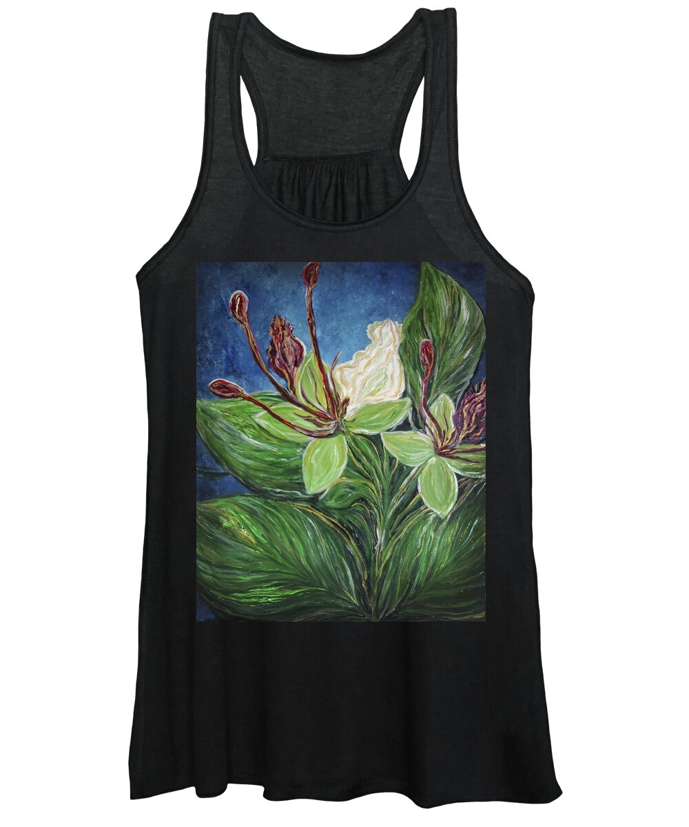 Ifit Women's Tank Top featuring the painting Ifit Flower Guam by Michelle Pier