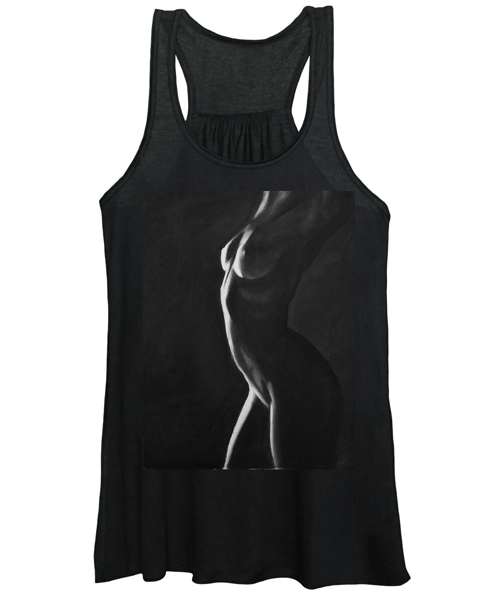 Blue Muse Fine Art Women's Tank Top featuring the drawing Ignite - charcoal by Blue Muse Fine Art