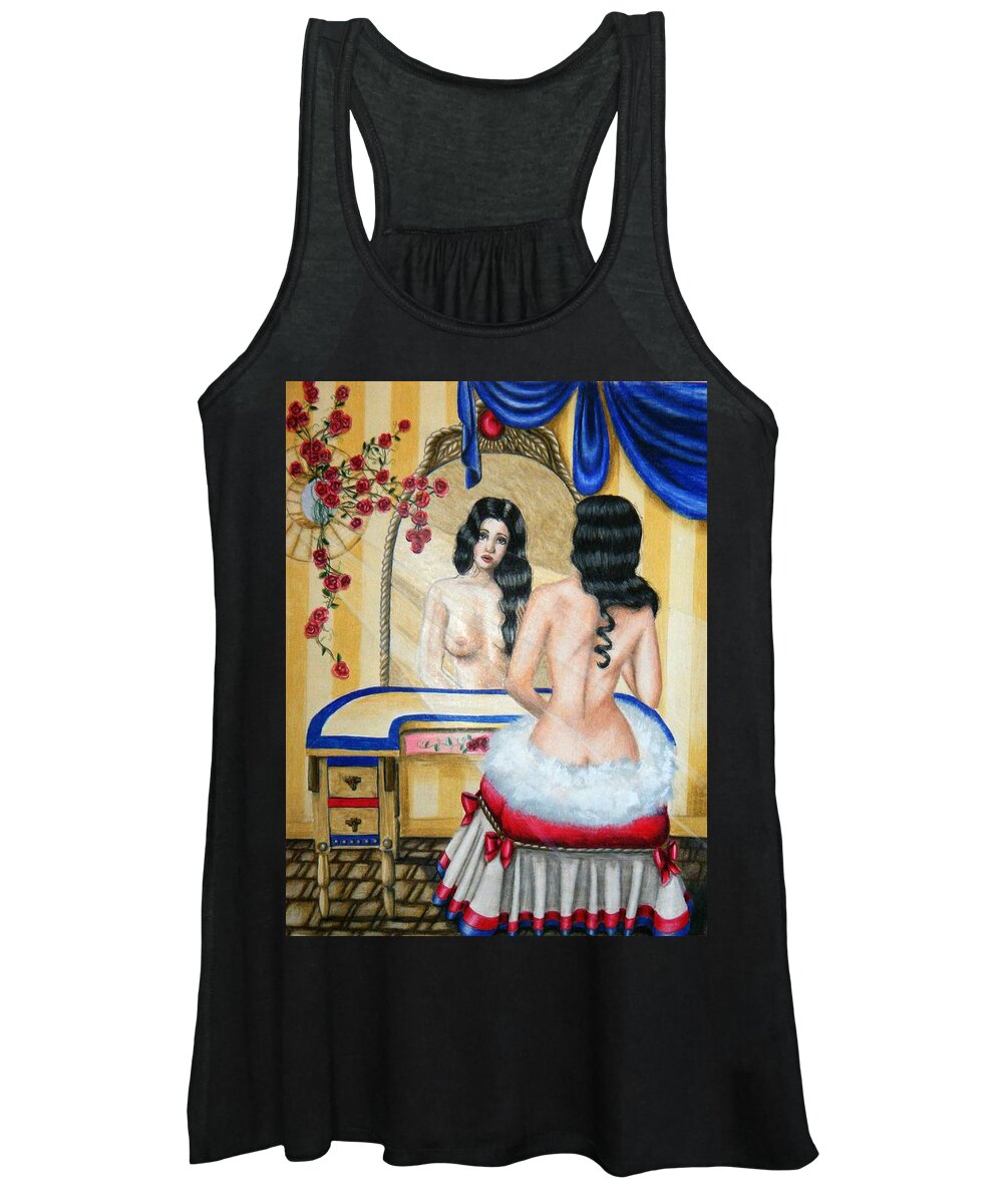 Woman Women's Tank Top featuring the drawing In Her Minds Eye by Scarlett Royale