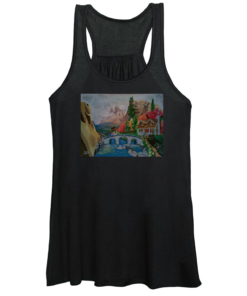 Mountain Women's Tank Top featuring the painting In the Valley by David Bigelow