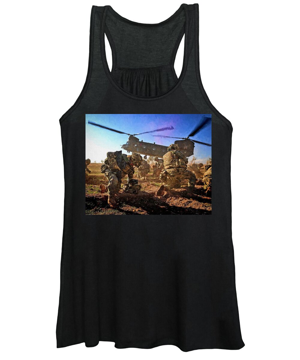 Army Women's Tank Top featuring the digital art Into Battle - Painting by Roy Pedersen