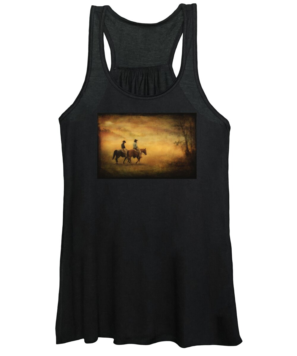 Cowboys Women's Tank Top featuring the photograph Into the Mist by Priscilla Burgers