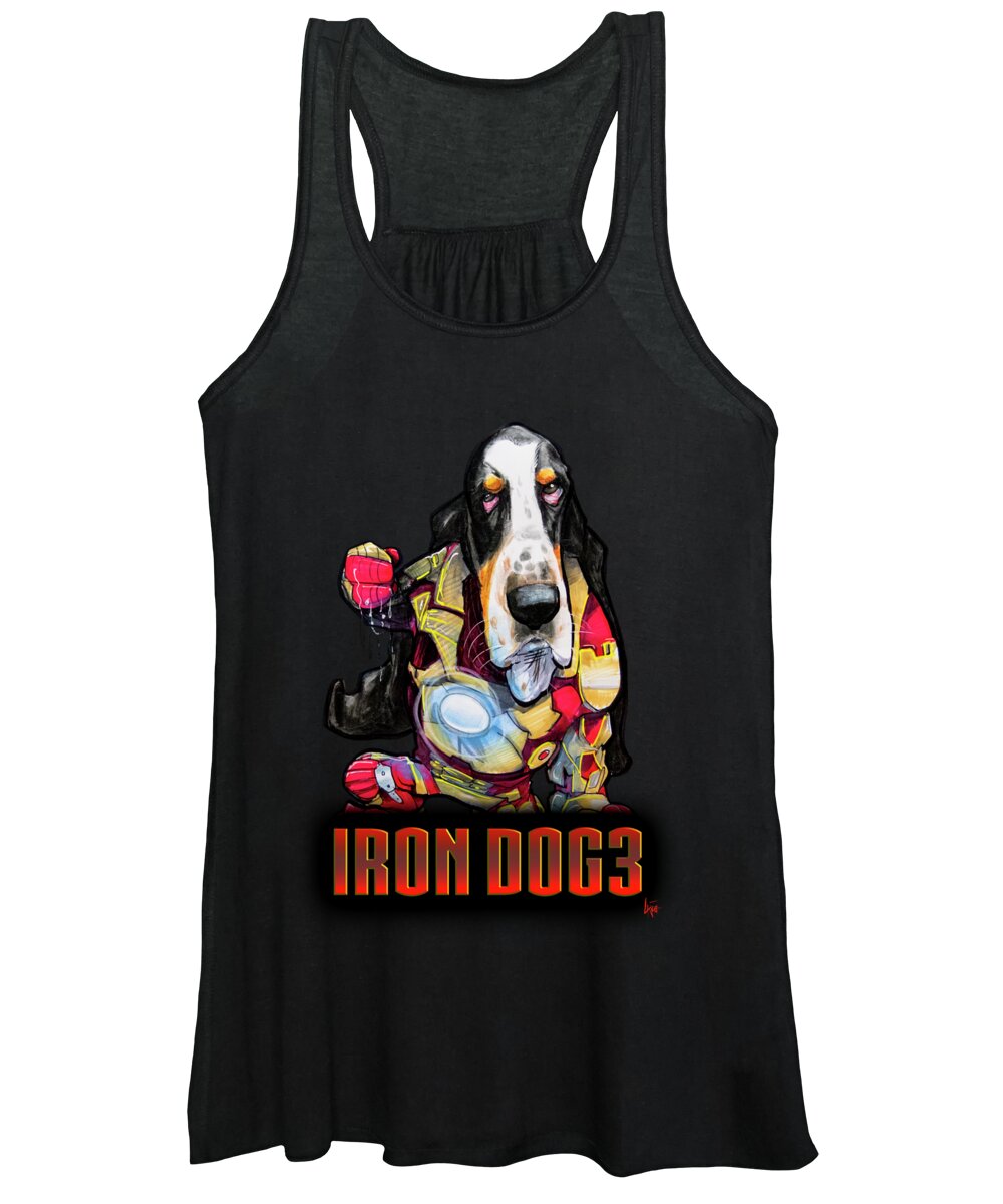 Basset Hound Women's Tank Top featuring the drawing Iron Dog 3 by Canine Caricatures By John LaFree