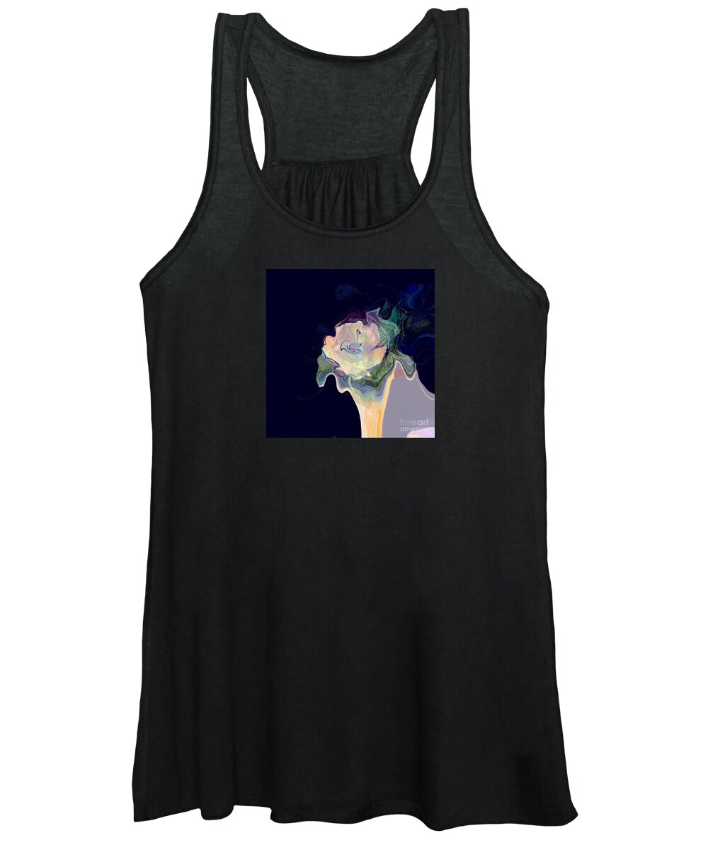 Square Women's Tank Top featuring the mixed media Isadora and the Trumpet Flower by Zsanan Studio