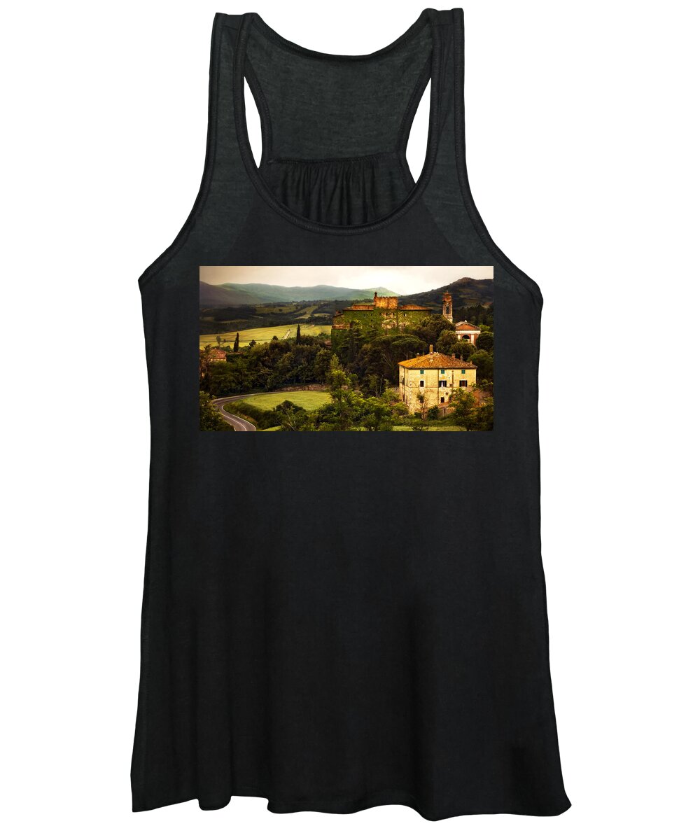 Italy Women's Tank Top featuring the photograph Italian Castle and Landscape by Marilyn Hunt