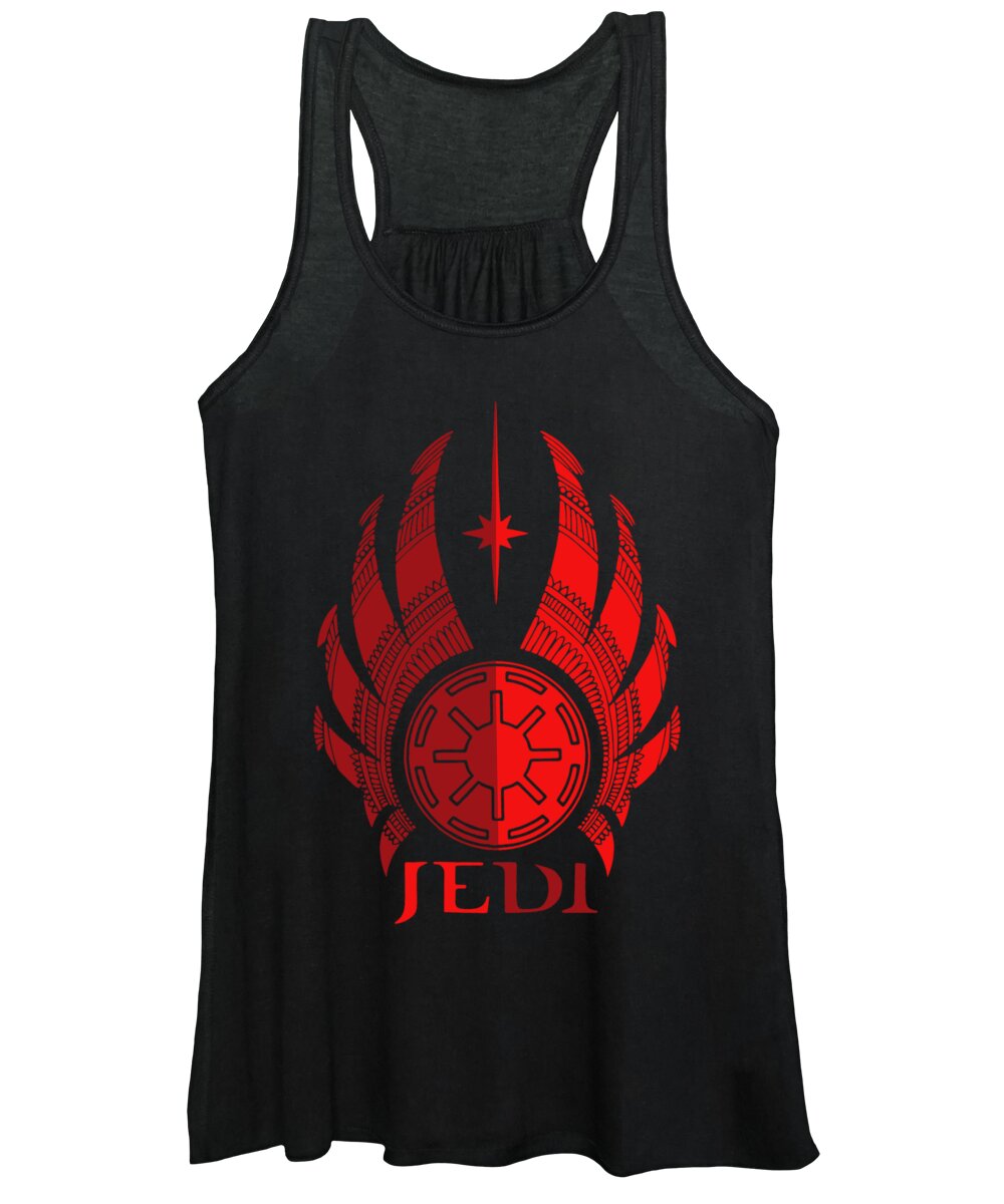Jedi Women's Tank Top featuring the mixed media Jedi Symbol - Star Wars Art, Red by Studio Grafiikka