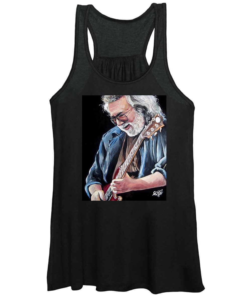 Jerry Garcia Women's Tank Top featuring the painting Jerry Garcia - The Grateful Dead by Tom Carlton