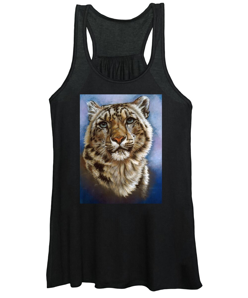 Snow Leopard Women's Tank Top featuring the pastel Jewel by Barbara Keith