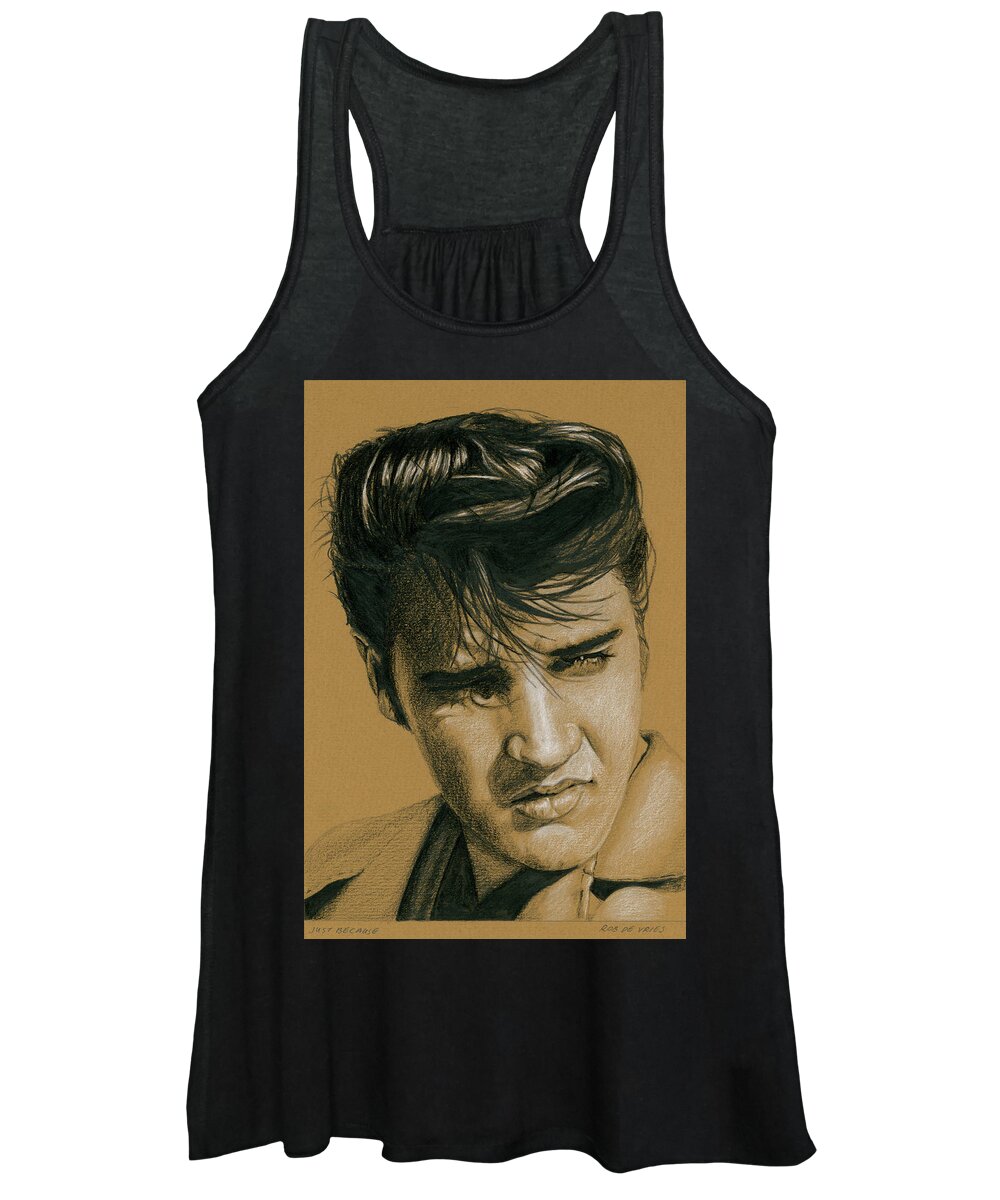 Elvis Women's Tank Top featuring the drawing Just Because by Rob De Vries