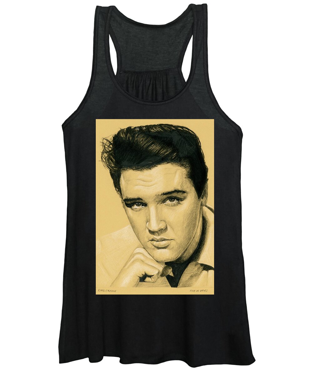 Elvis Women's Tank Top featuring the drawing King Creole by Rob De Vries