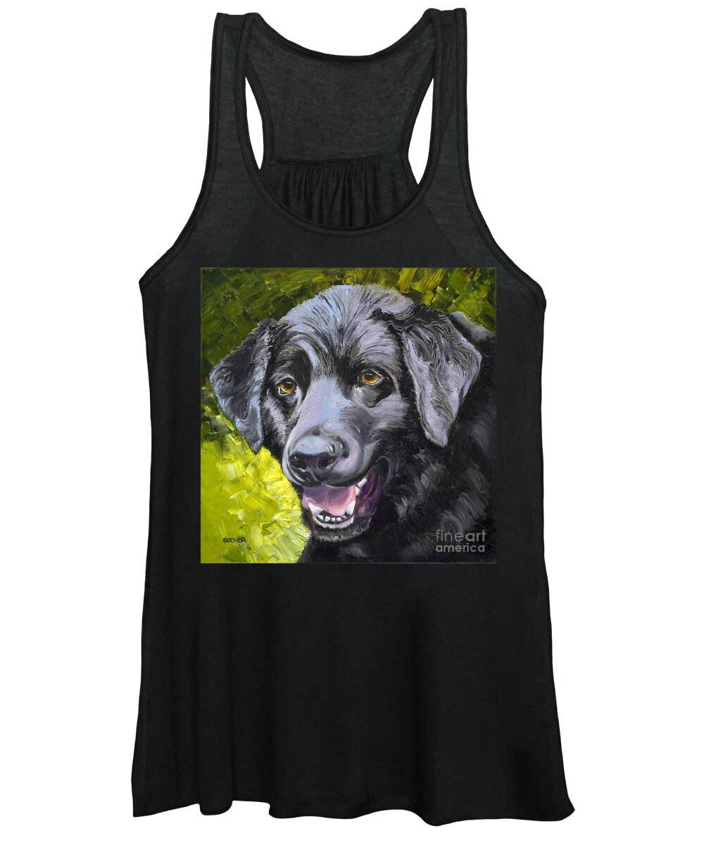 Labrador Retriever Women's Tank Top featuring the painting Lab Out of the Pond by Susan A Becker