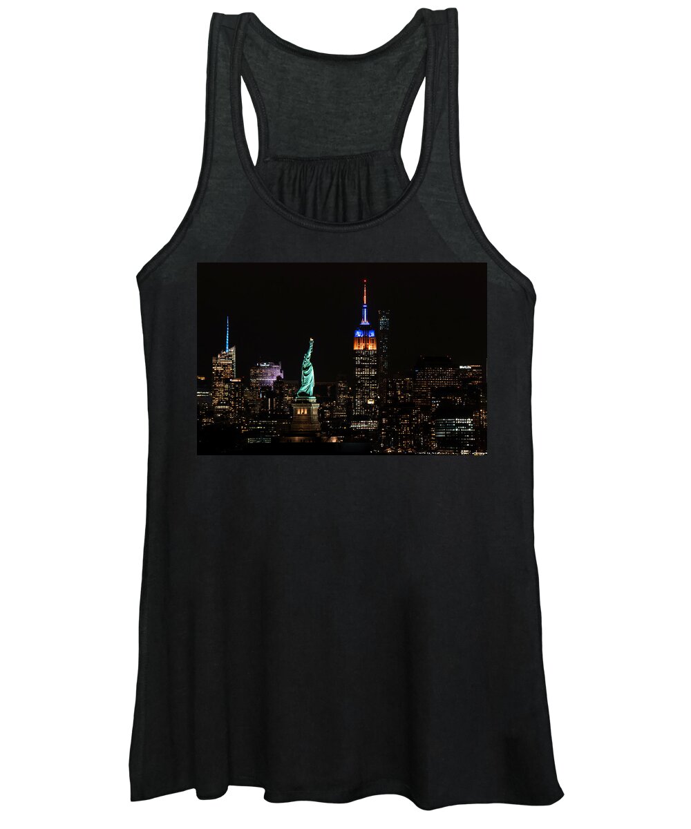 Lady Liberty Women's Tank Top featuring the photograph Lady Liberty and the Empire by Ryan Smith