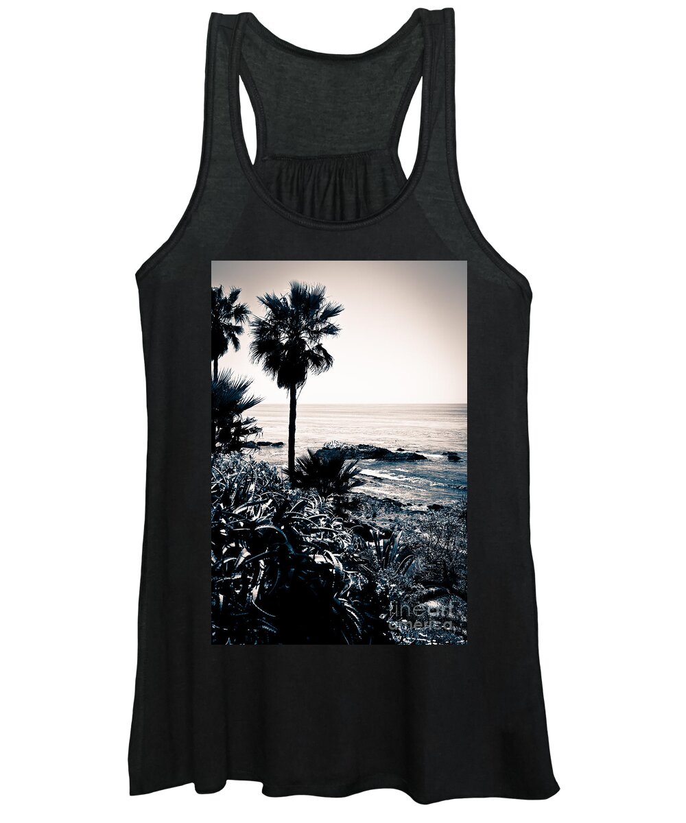 America Women's Tank Top featuring the photograph Laguna Beach California Black and White by Paul Velgos