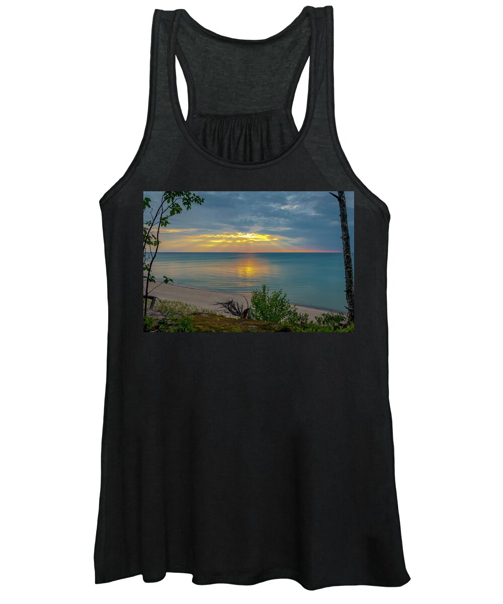 Lake Superior Women's Tank Top featuring the photograph Lake Superior Sunset by Gary McCormick