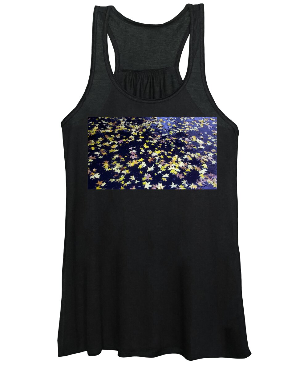 Yellow Women's Tank Top featuring the photograph Leaves on Pavement by William Slider