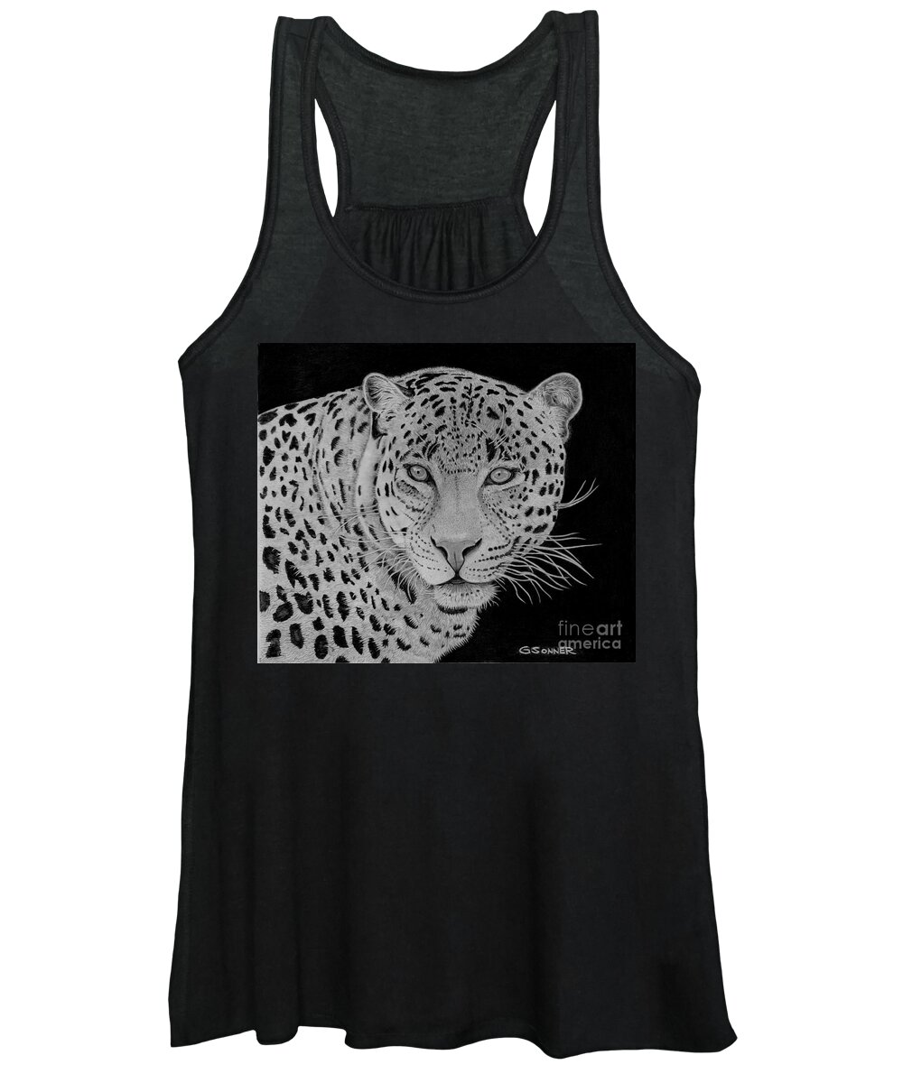Leopard Women's Tank Top featuring the drawing Leopard by George Sonner