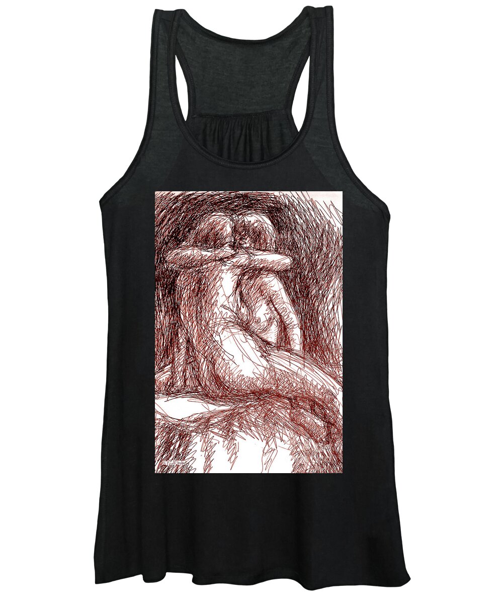 Lesbian Women's Tank Top featuring the drawing Lesbian Sketches 1b by Gordon Punt