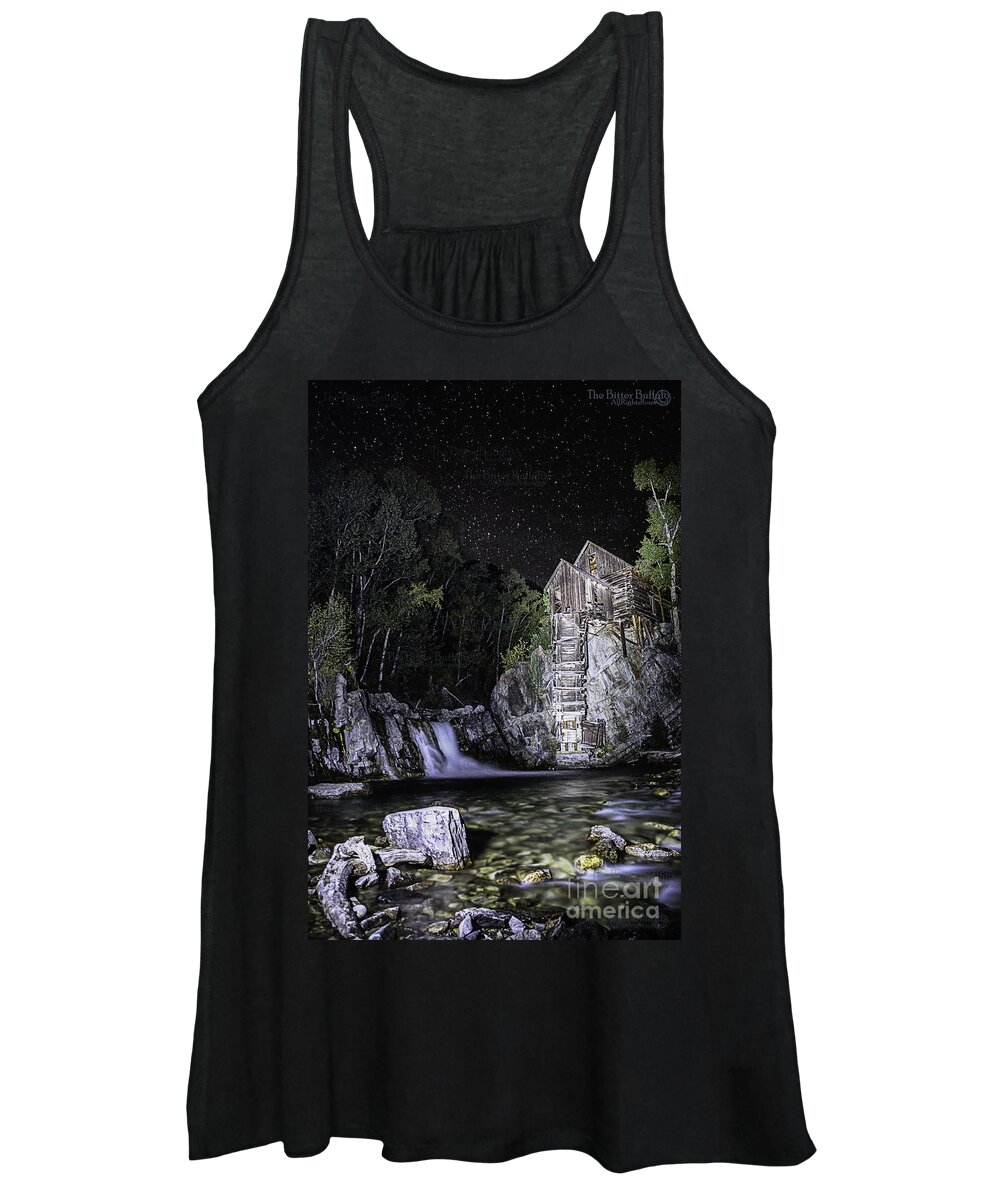  Women's Tank Top featuring the photograph Lights on the Mill by Bitter Buffalo Photography